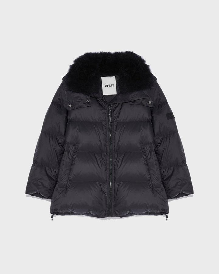 Black Friday - Iconic "A" line down jacket with lambswool collar -Yves Salomon