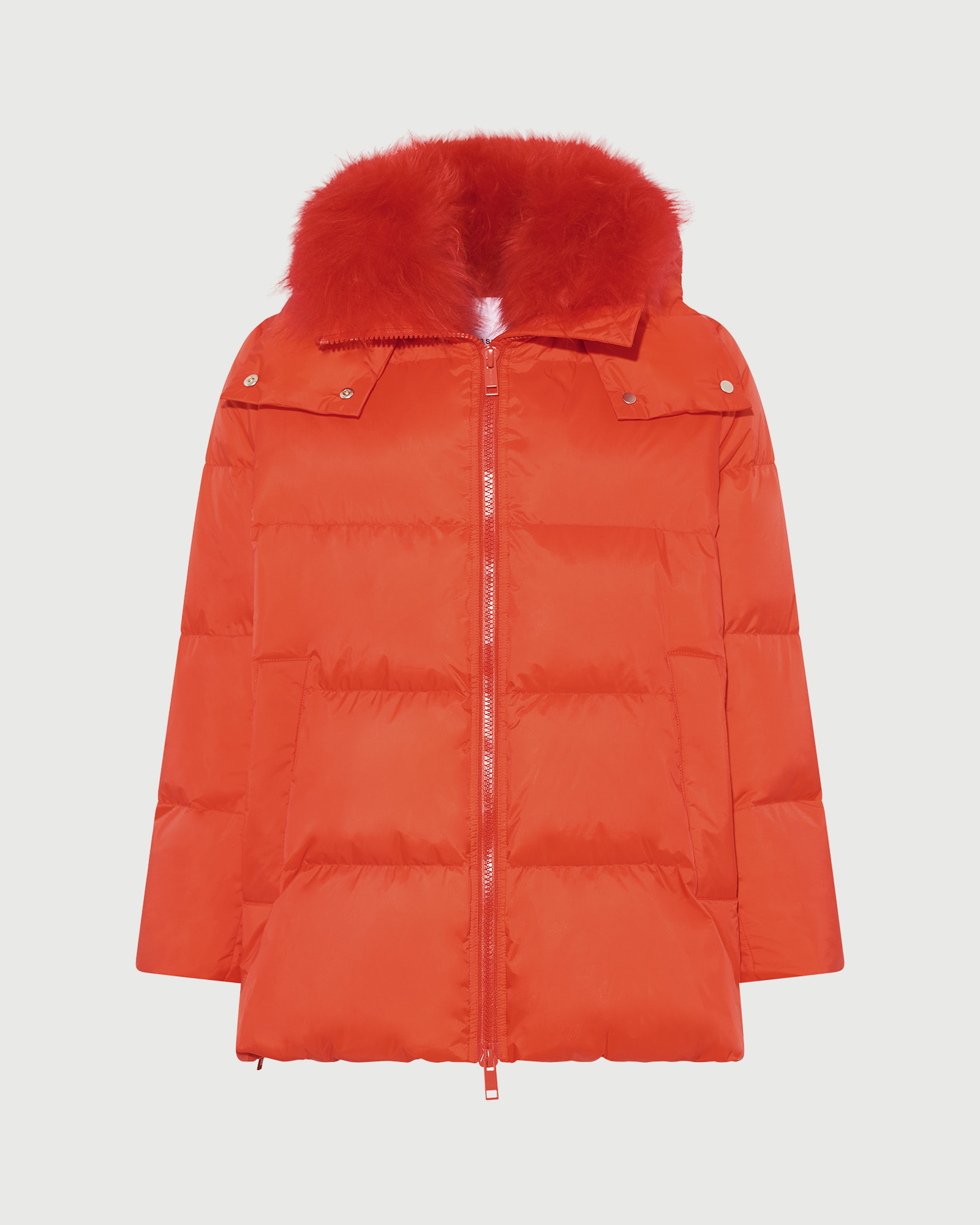 A-line down jacket in waterproof technical fabric with airy lambswool trim - Yves Salomon - New Fall Winter Collection