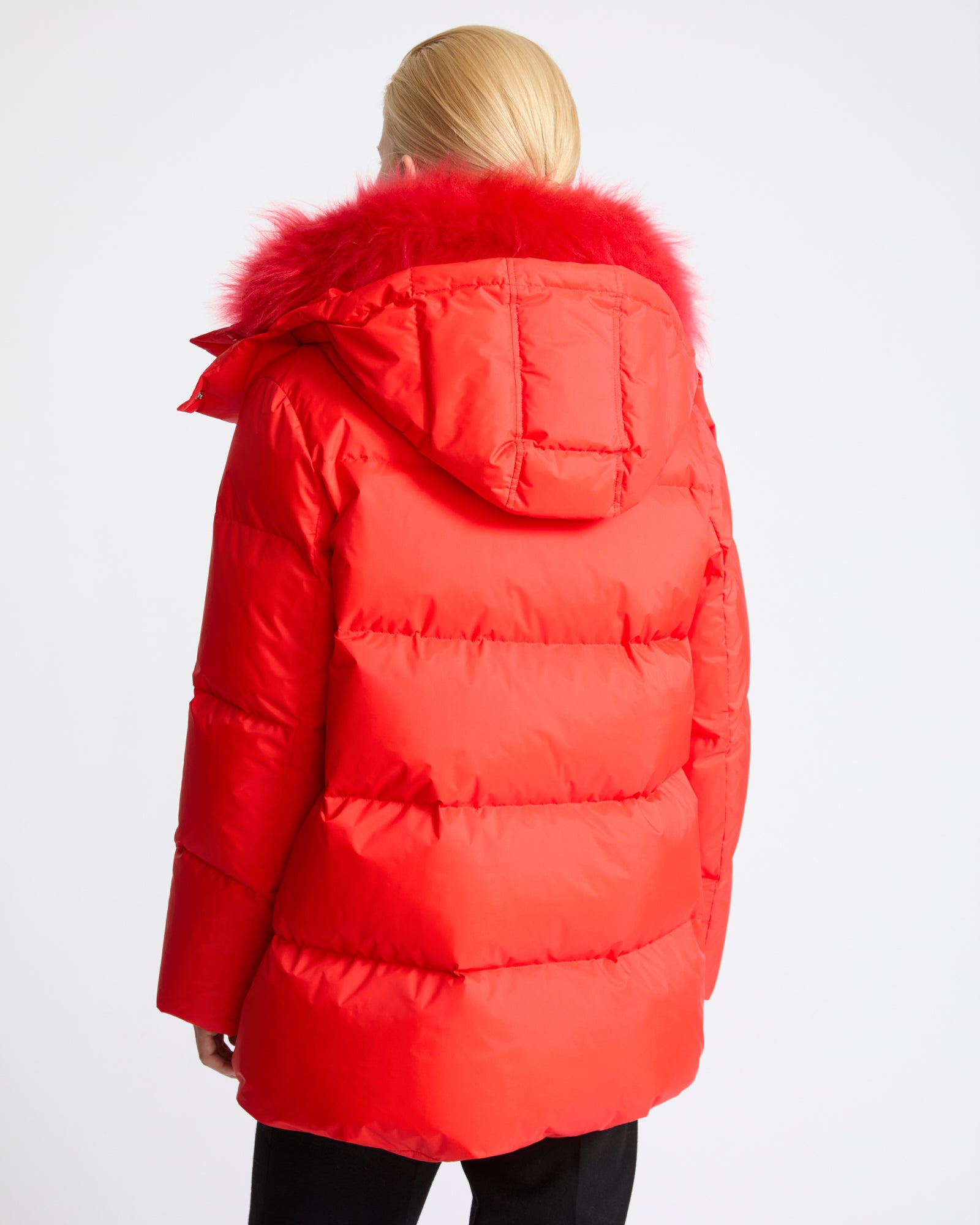 A-line down jacket in waterproof technical fabric with airy lambswool trim - Yves Salomon - New Fall Winter Collection