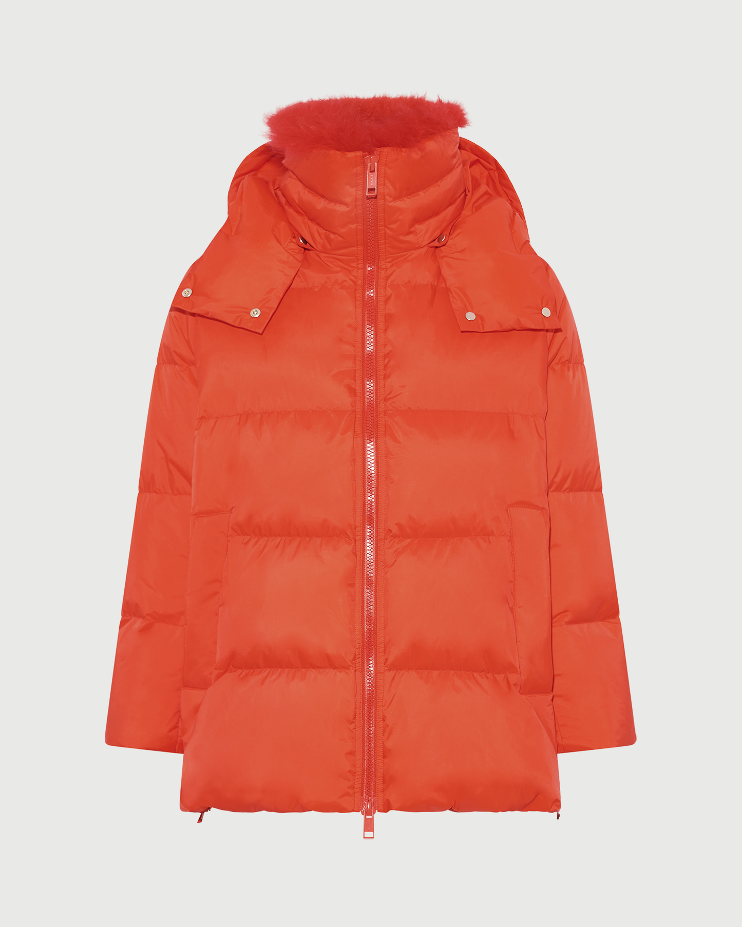 A-line down jacket in waterproof technical fabric with airy lambswool trim - Yves Salomon - New Fall Winter Collection