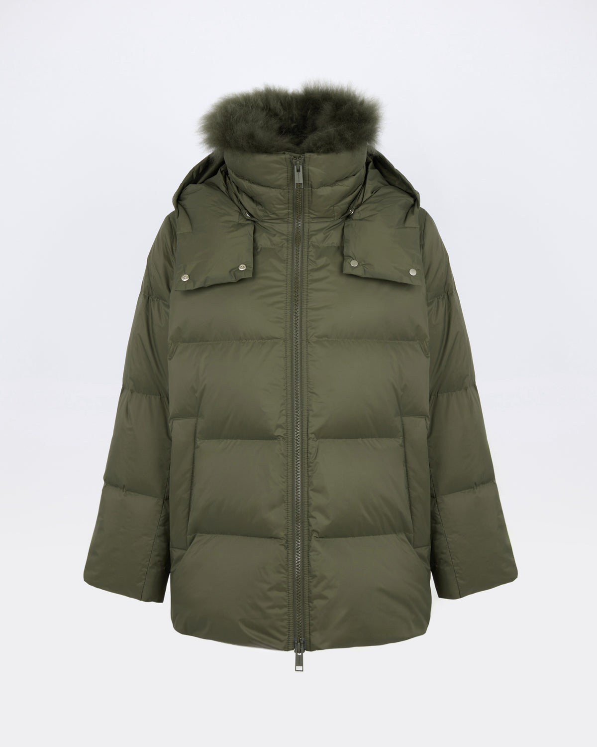 A-line down jacket in waterproof technical fabric with airy lambswool trim - Yves Salomon - New Fall/Winter Collection