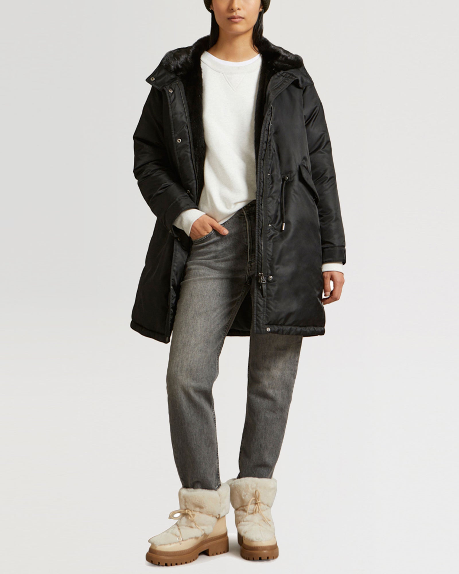 Black Friday 2025- Long bomber parka with mink fur-Yves Salomon-Winter sale & boxing day