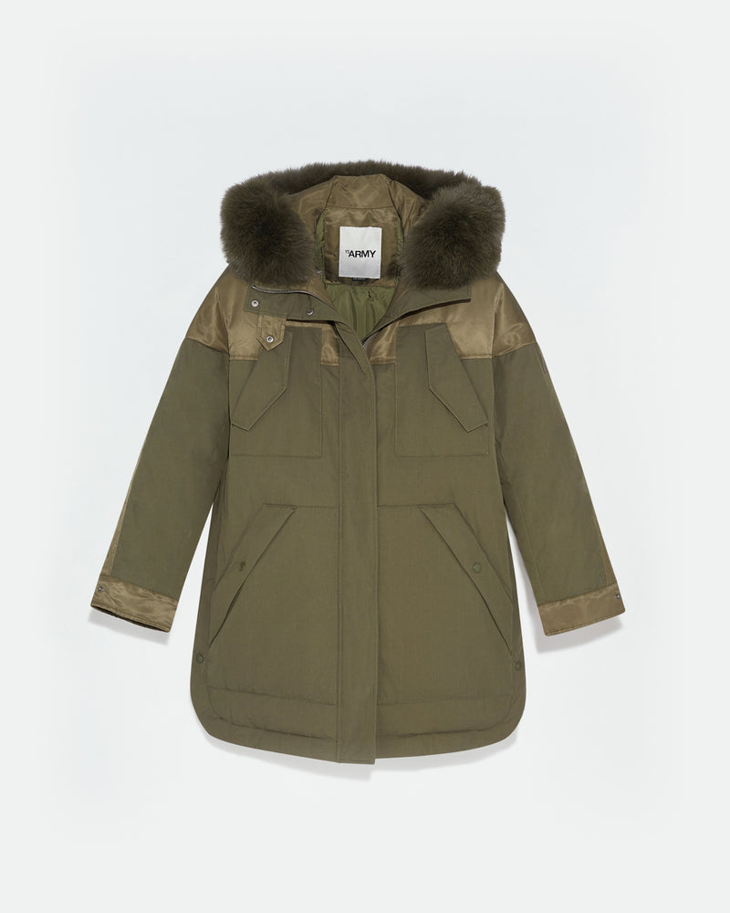 Army green parka sale with fur hood
