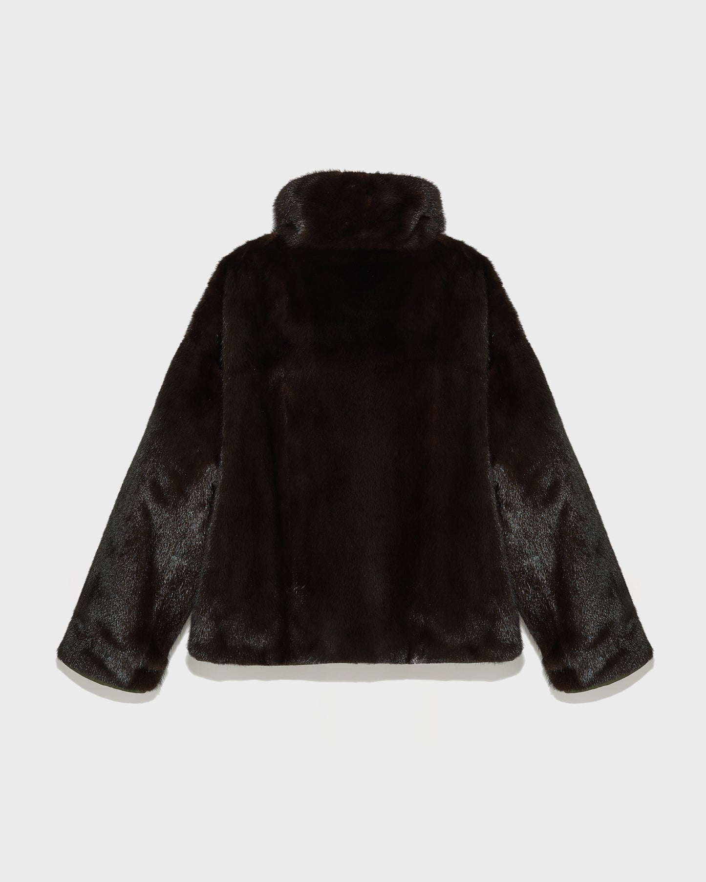Short jacket with mink collar - khaki - Yves Salomon