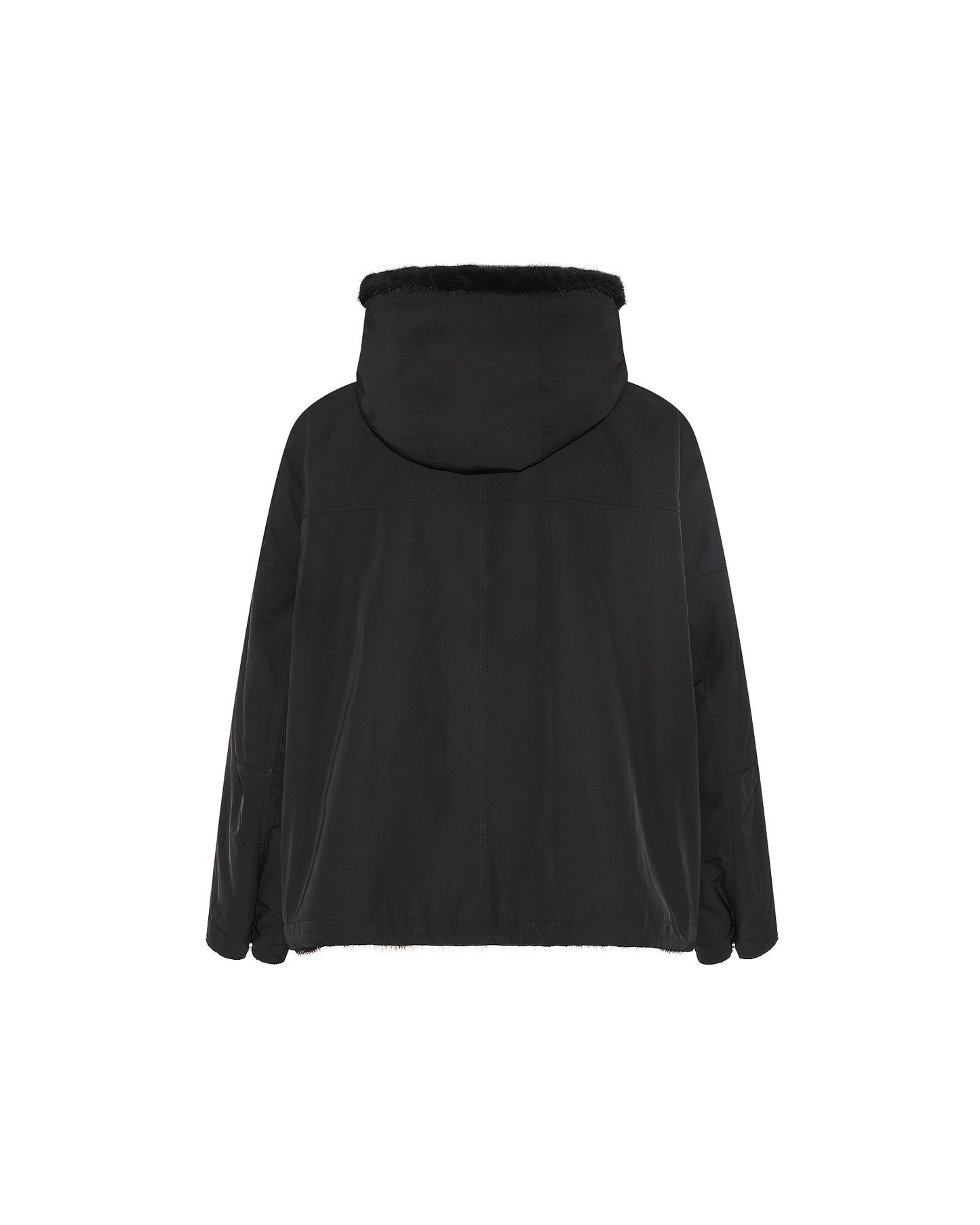 Short reversible parka in water-repellent technical fabric and long-haired mink fur -Yves Salomon
