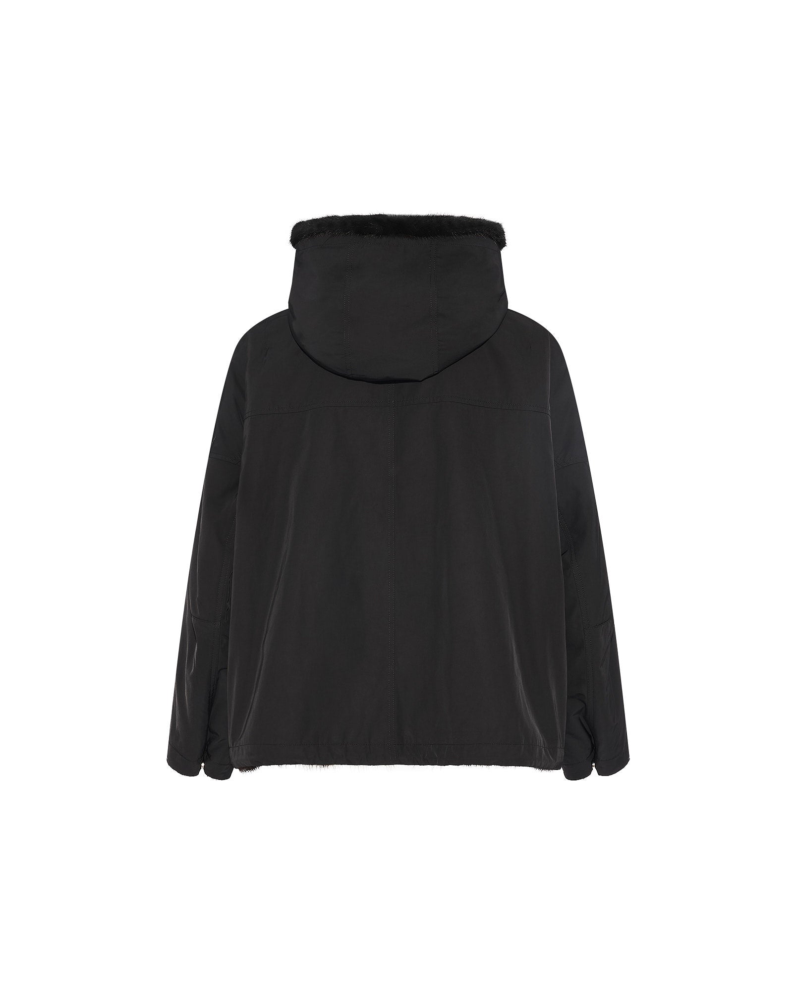 Short reversible parka in water-repellent technical fabric and long-haired mink fur -Yves Salomon
