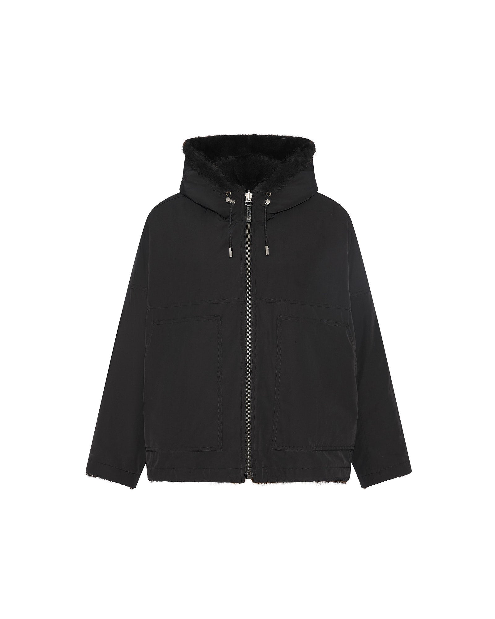 Short reversible parka in water-repellent technical fabric and long-haired mink fur -Yves Salomon