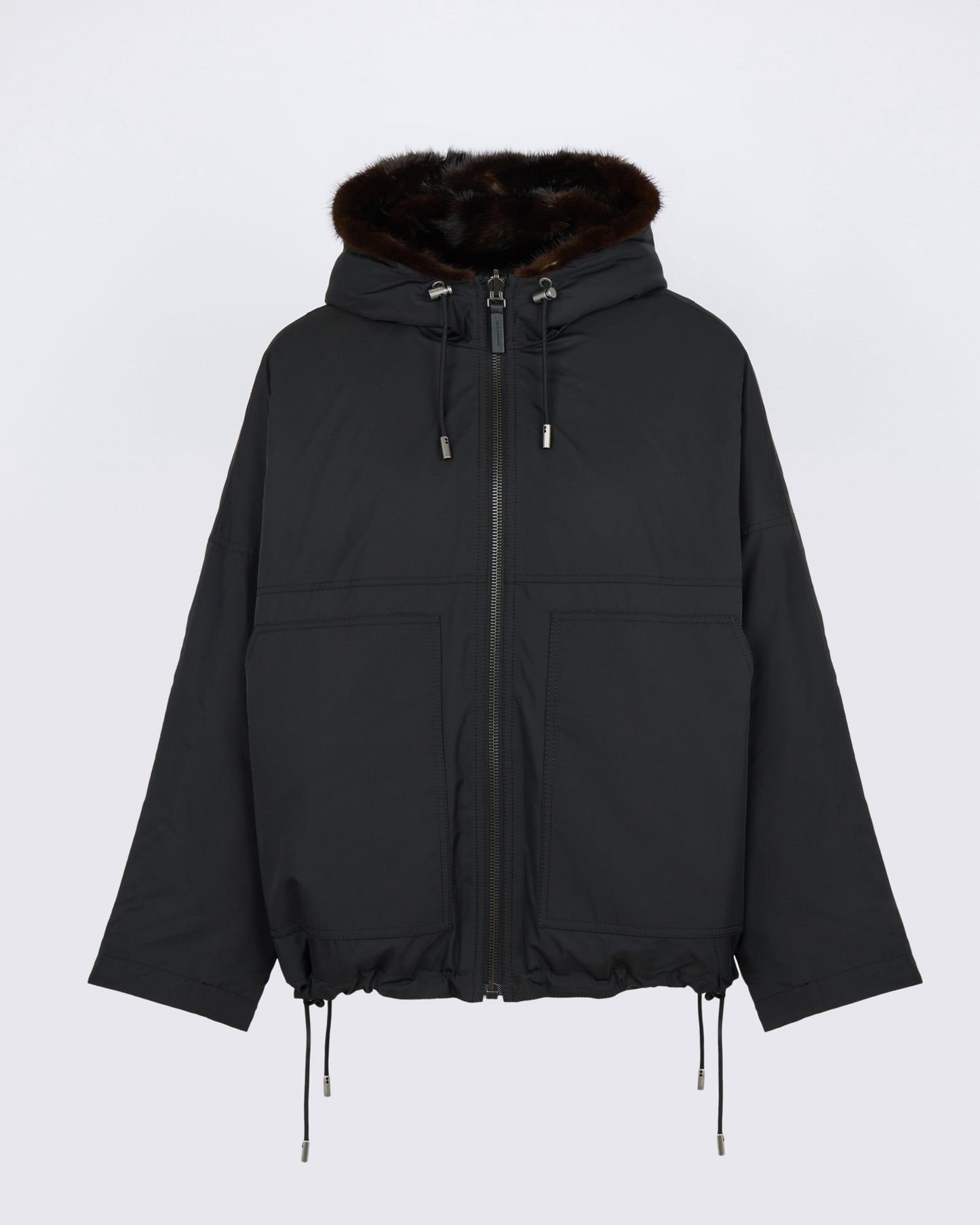 Short reversible water-repellent technical fabric jacket with mink fur - Yves Salomon - New Fall/Winter Collection