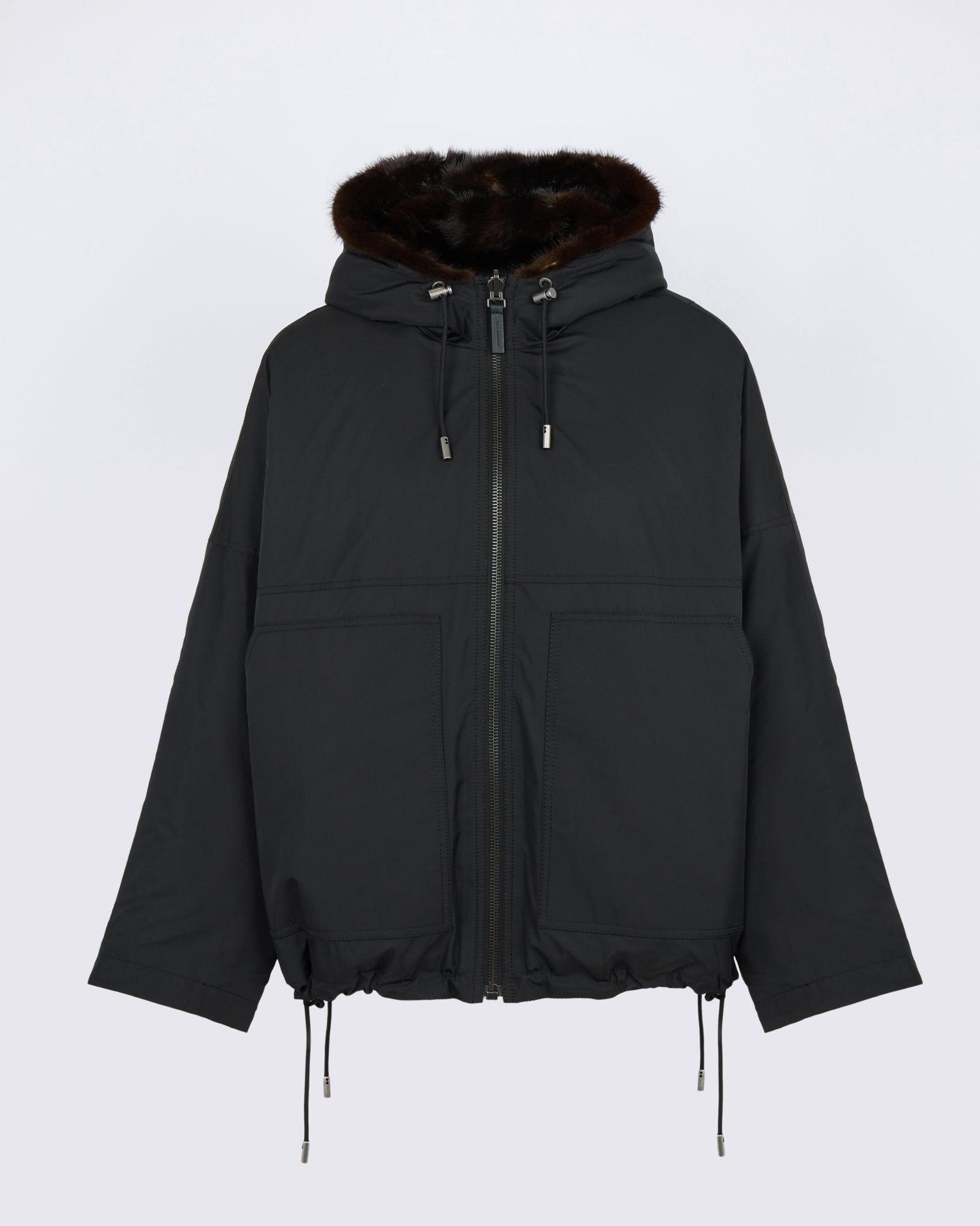 Short reversible water-repellent technical fabric jacket with mink fur - Yves Salomon - New Fall/Winter Collection