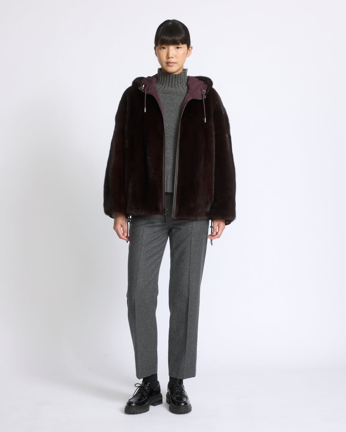 Short reversible water-repellent technical fabric jacket with mink fur - Yves Salomon - New Fall/Winter Collection