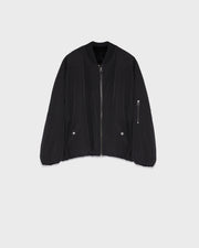 Reversible bomber jacket in water-repellent technical fabric and long-haired mink