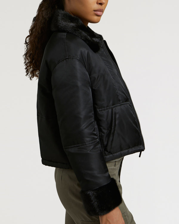 Jacket in water-repellent technical fabric with mink fur-Yves Salomon-Winter sale & boxing day