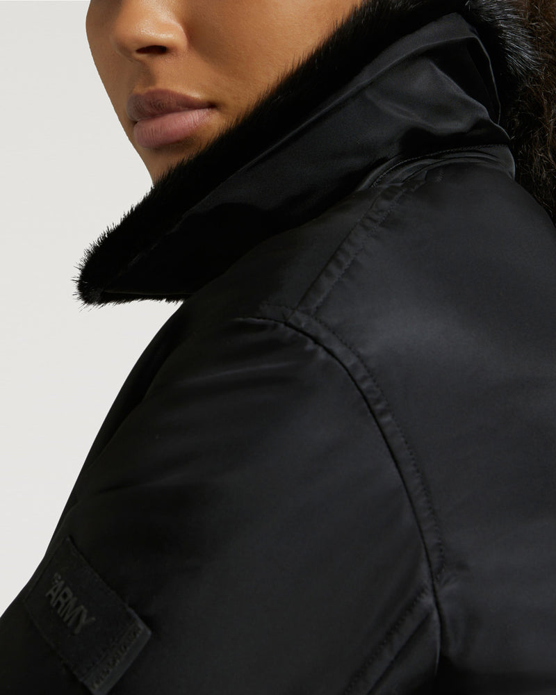 Jacket in water-repellent technical fabric with mink fur-Yves Salomon-Winter sale & boxing day
