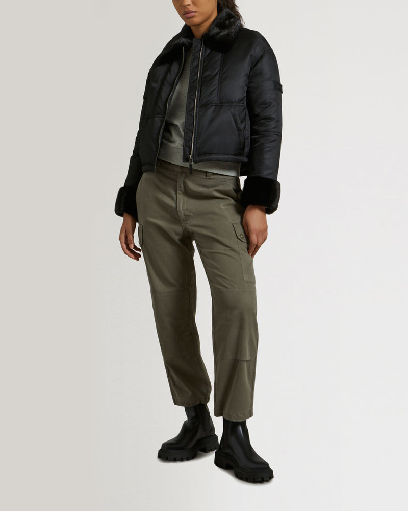 Jacket in water-repellent technical fabric with mink fur-Yves Salomon-Winter sale & boxing day