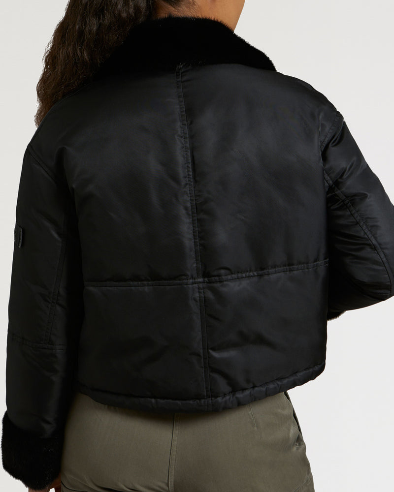 Jacket in water-repellent technical fabric with mink fur-Yves Salomon-Winter sale & boxing day