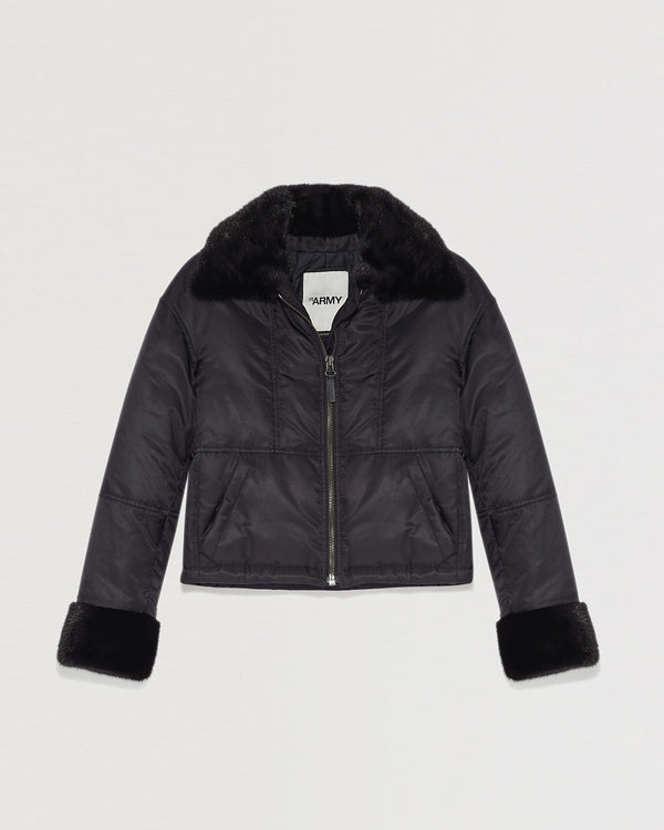 Jacket in water-repellent technical fabric with mink fur-Yves Salomon-Winter sale & boxing day