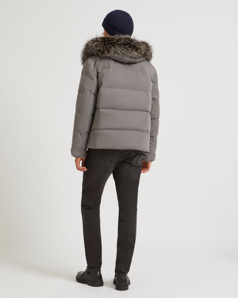 Short Down Jacket with Fox Trim-Yves Salomon-Winter sale & boxing day