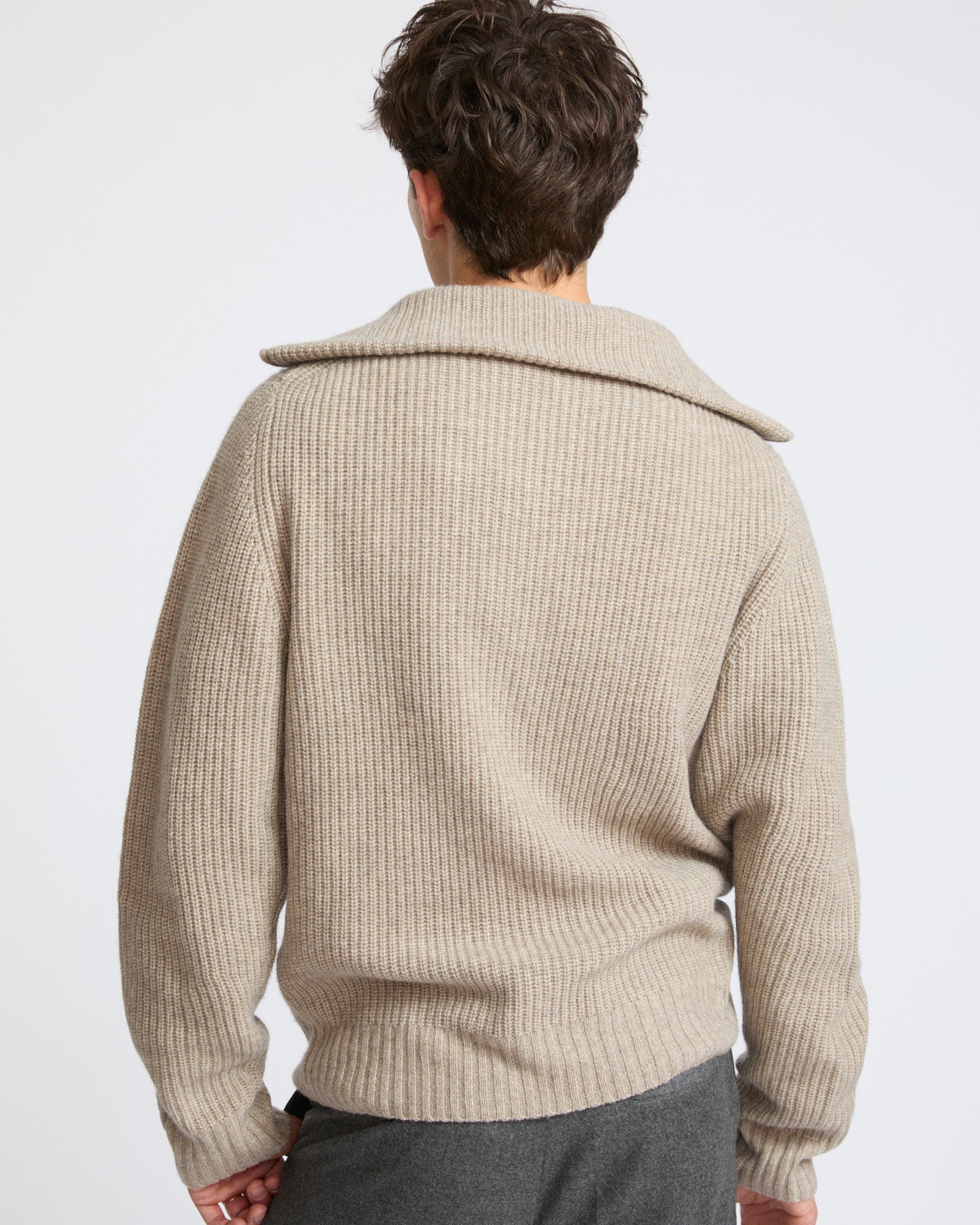 Zip-front cashmere wool trucker collar sweater - Yves Salomon - New Fall Winter Collection