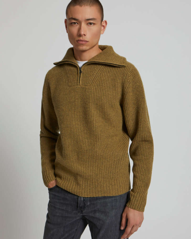 Zip-front sweater trucker collar-Yves Salomon-Winter sale & boxing day