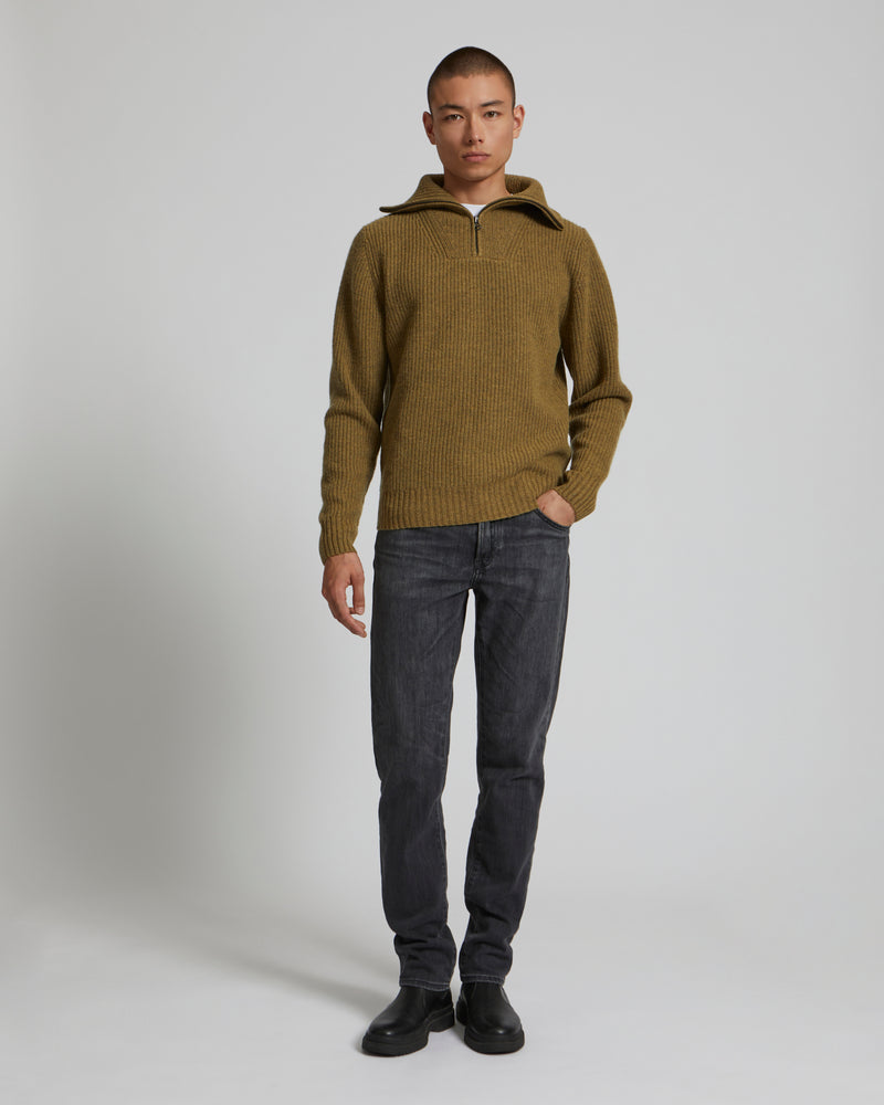 Zip-front sweater trucker collar-Yves Salomon-Winter sale & boxing day