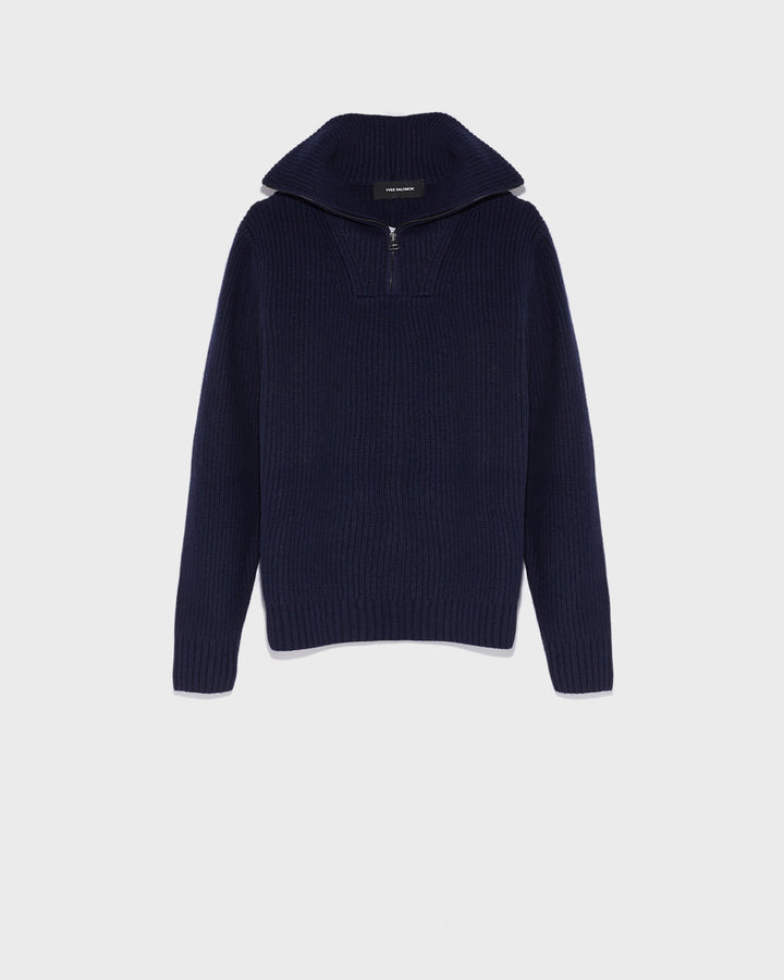 Zip-front sweater trucker collar-Yves Salomon-Winter sale & boxing day