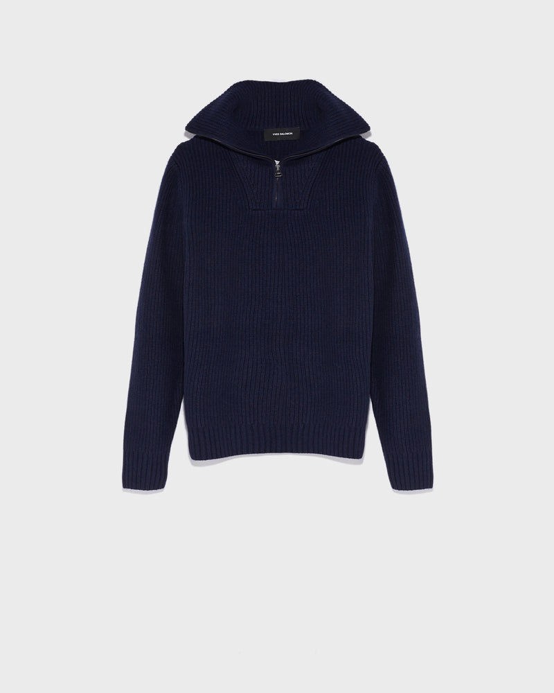 Zip-front sweater trucker collar-Yves Salomon-Winter sale & boxing day