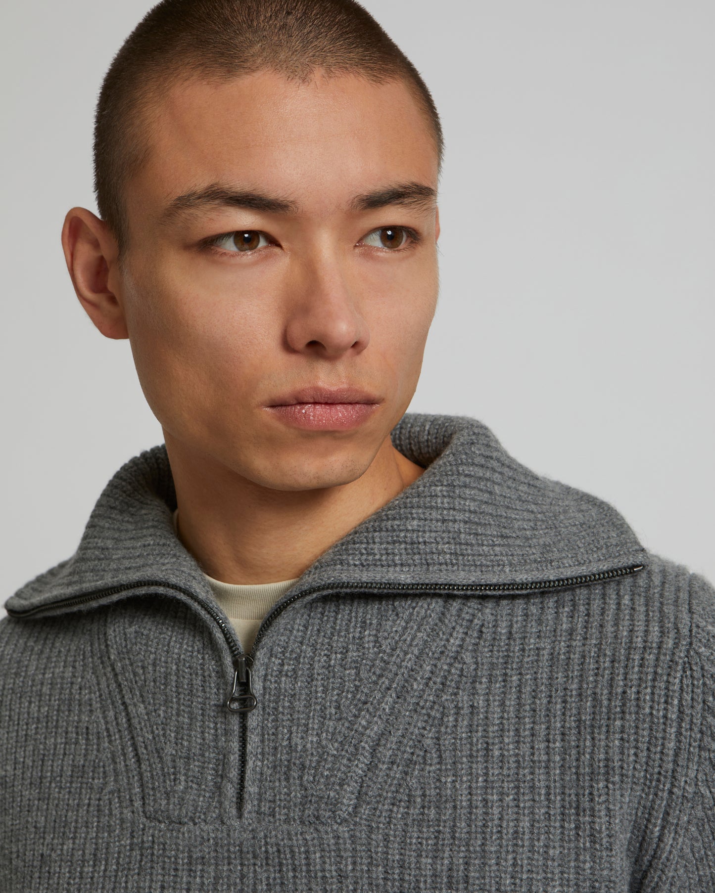 Zip-front sweater trucker collar-Yves Salomon-Winter sale & boxing day