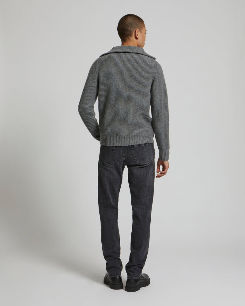 Zip-front sweater trucker collar-Yves Salomon-Winter sale & boxing day