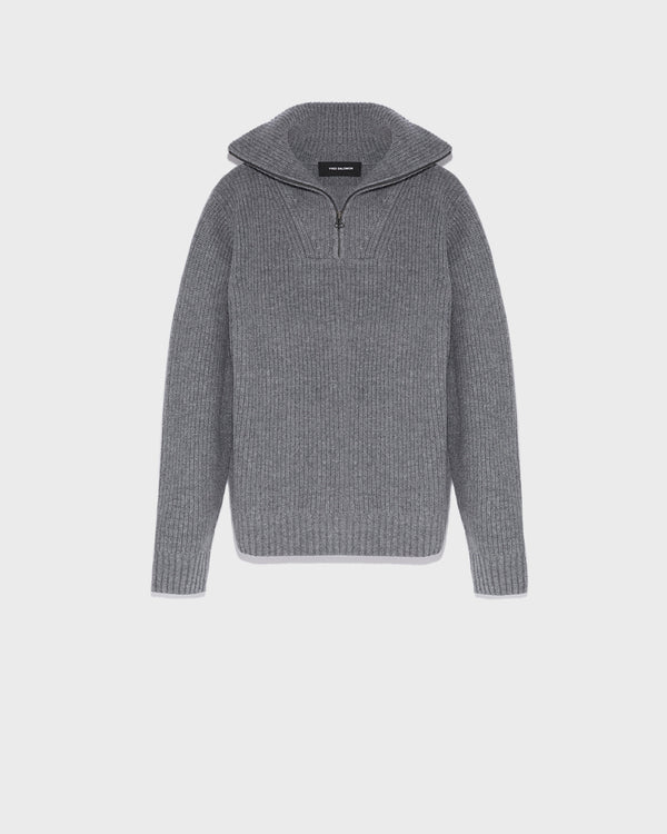 Zip-front sweater trucker collar-Yves Salomon-Winter sale & boxing day