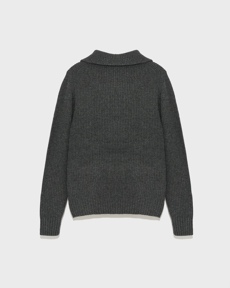 Zip-front sweater trucker collar