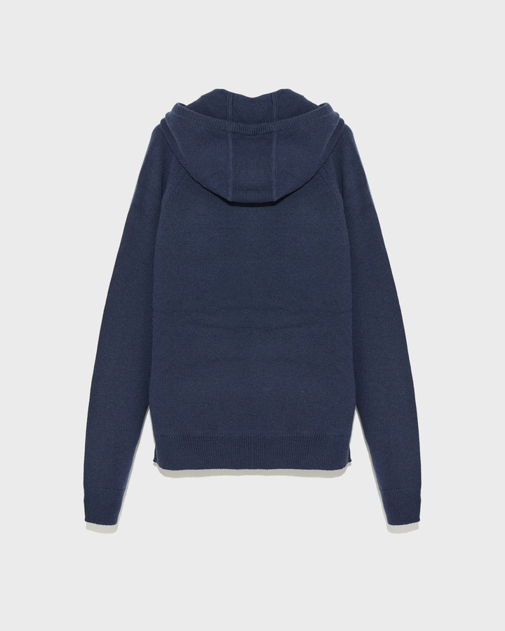 Black Friday - Yves Salomon - Cashmere wool hooded jumper - dark blue - back view