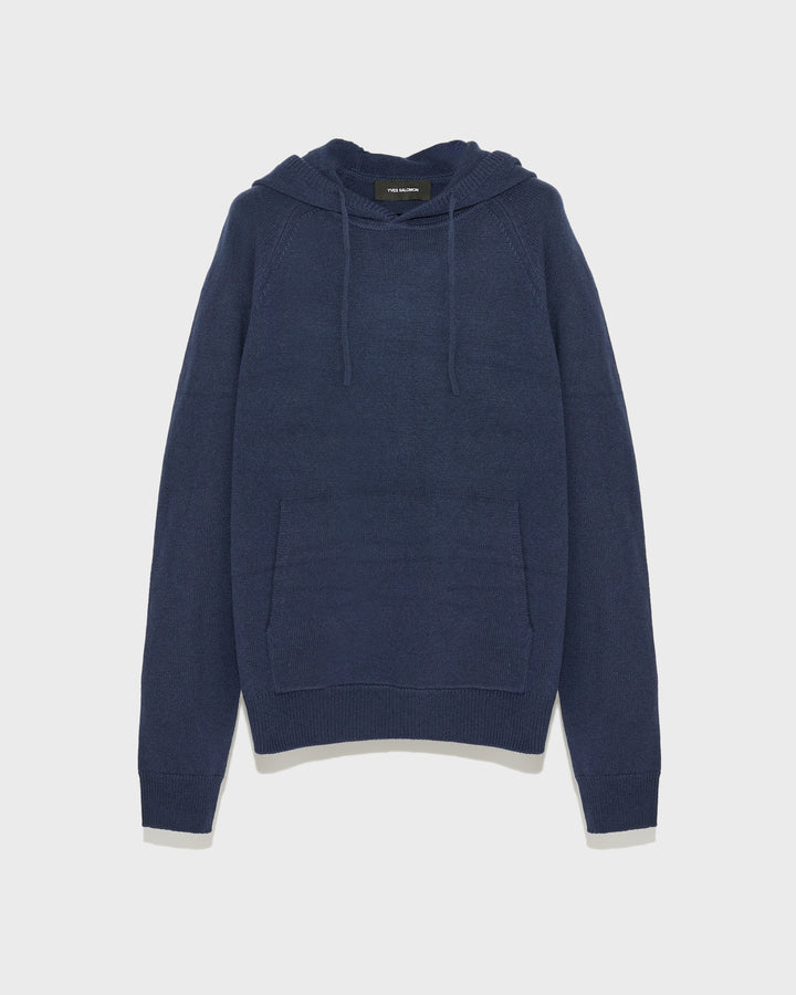 Black Friday - Yves Salomon - Cashmere wool hooded jumper - dark blue - front view