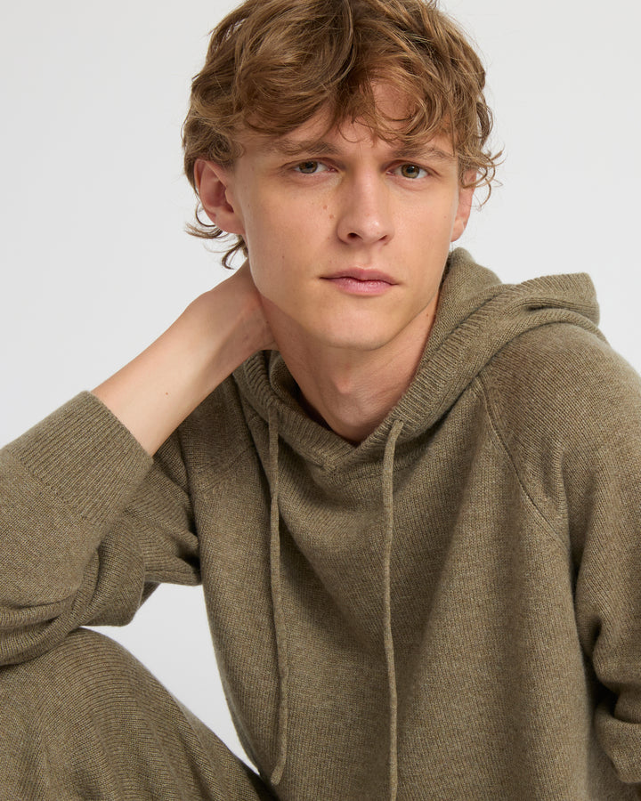 Cashmere wool knit Hoodie -Yves Salomon