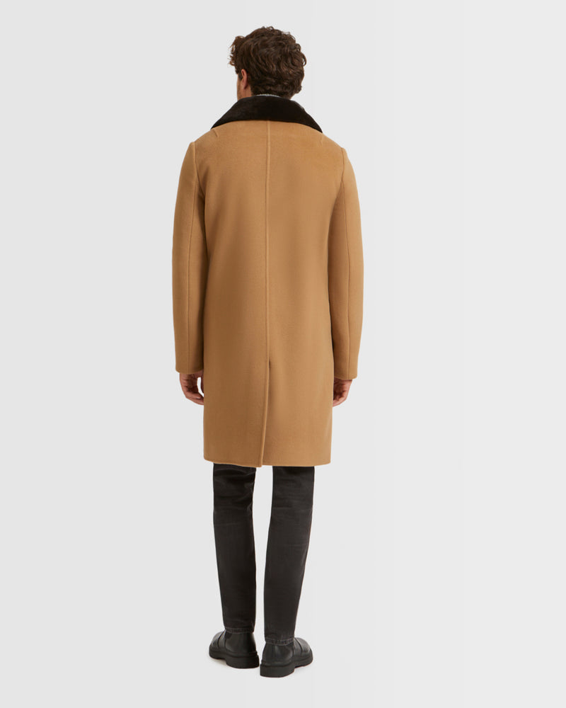Double-Sided Wool-Cashmere Fabric Coat With Mink Collar