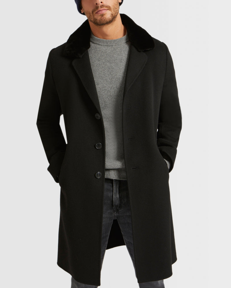 Double-Sided Wool-Cashmere Fabric Coat With Mink Collar