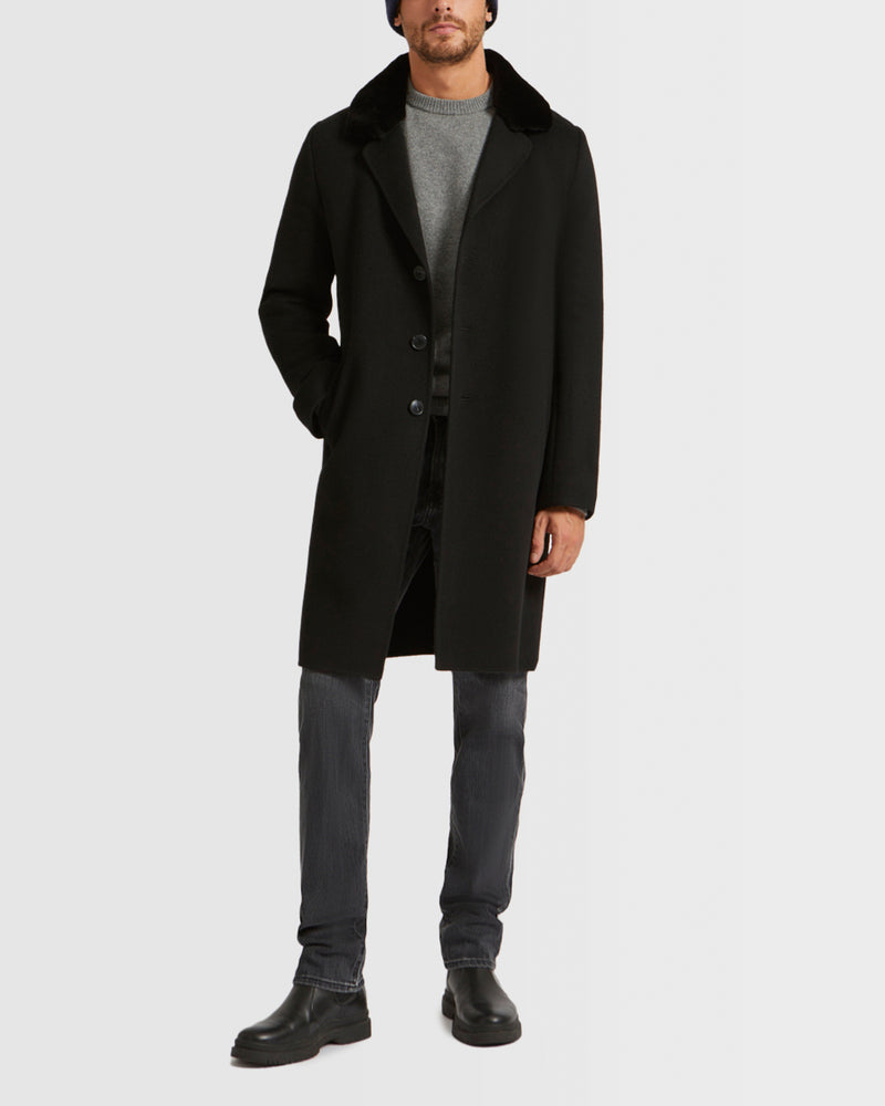 Double-Sided Wool-Cashmere Fabric Coat With Mink Collar