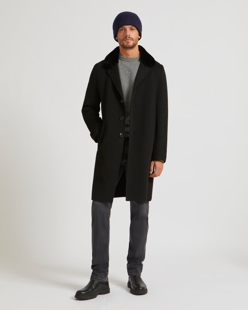 Double-Sided Wool-Cashmere Fabric Coat With Mink Collar