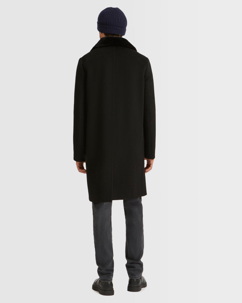 Double-Sided Wool-Cashmere Fabric Coat With Mink Collar