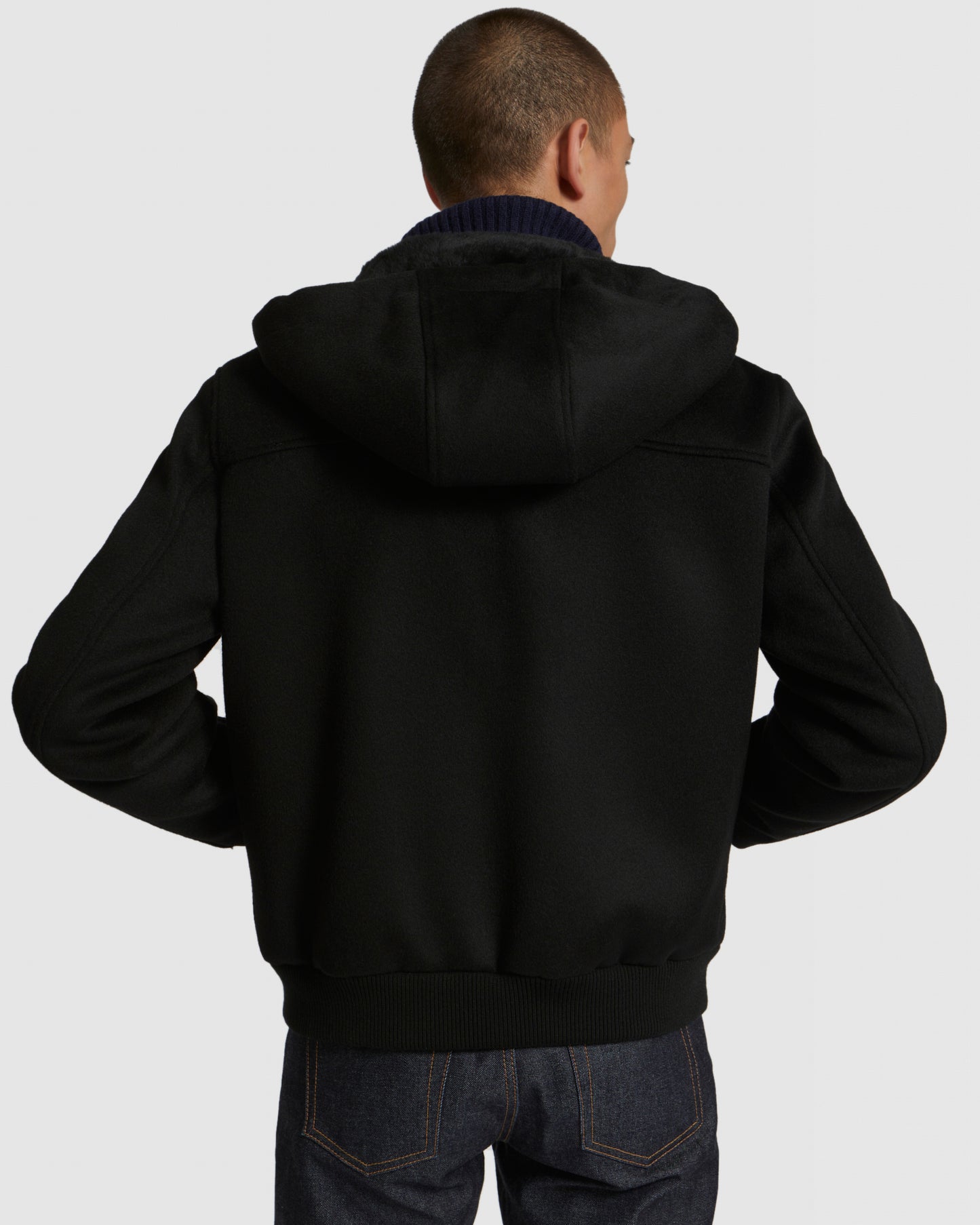 Double-Sided Wool-Cashmere Fabric Hoodie With Shearling Lining