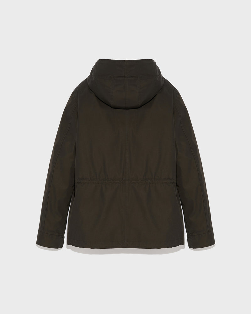 Fitted Parka In waterproof Technical Gabardine And Mink fur