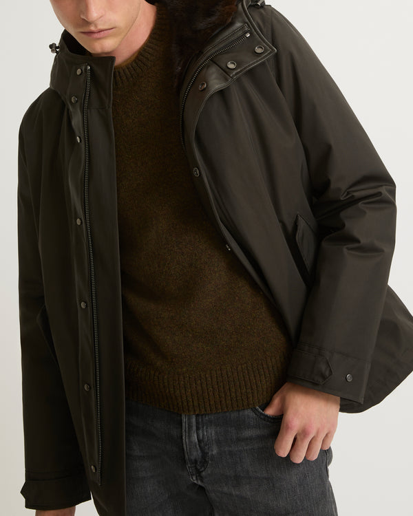 Fitted Parka In waterproof Technical Gabardine And Mink fur