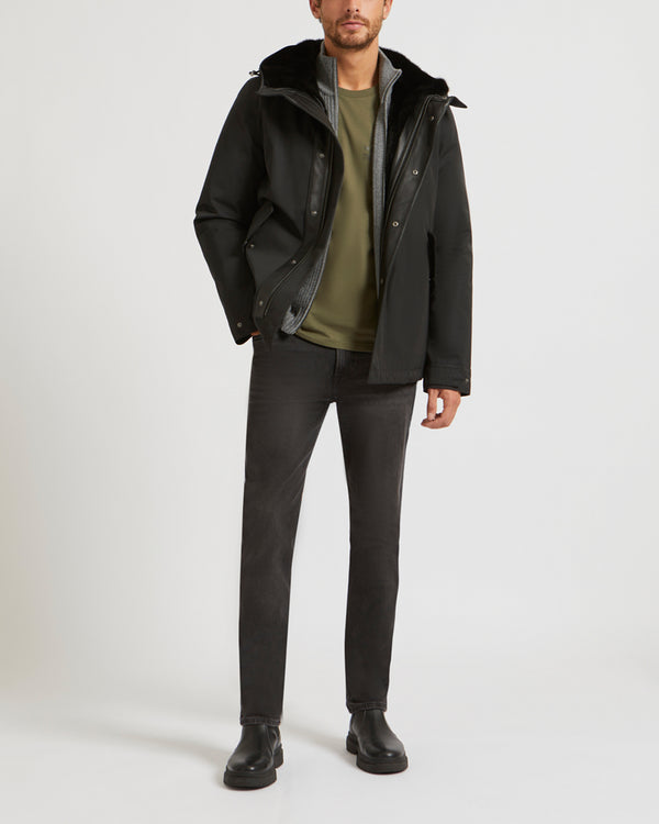 Fitted Parka In waterproof Technical Gabardine And Mink fur