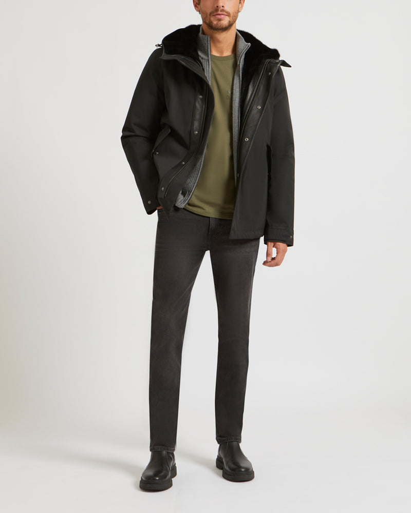 Fitted Parka In waterproof Technical Gabardine And Mink fur