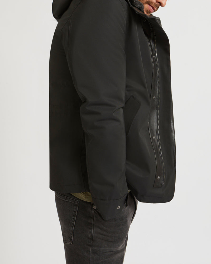 Fitted Parka In waterproof Technical Gabardine And Mink fur