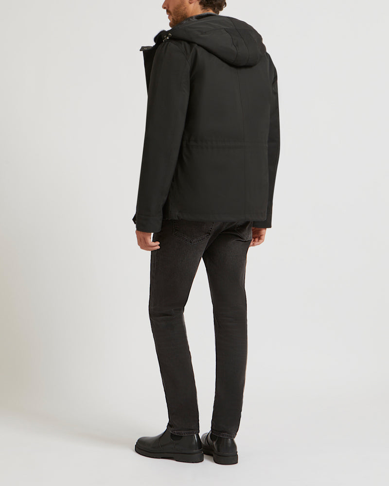 Fitted Parka In waterproof Technical Gabardine And Mink fur
