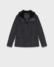 Fitted Parka In waterproof Technical Gabardine And Mink fur
