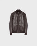 Leather Blouson With Knit Collar