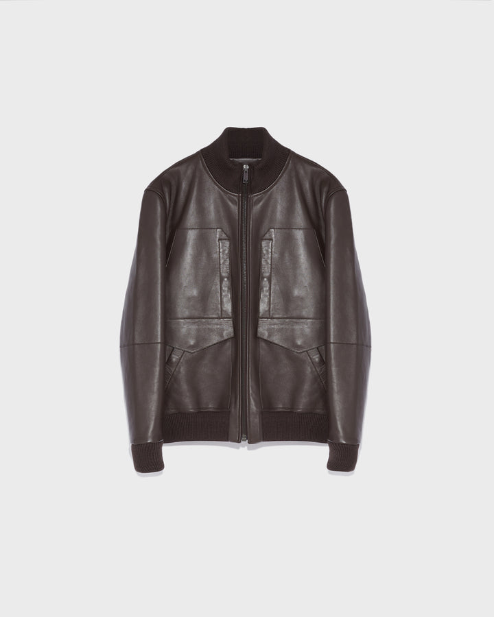 Leather Blouson With Knit Collar-Yves Salomon-Winter sale & boxing day