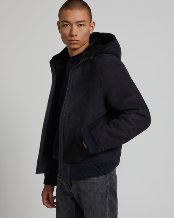 Shearling Hoodie - navy - Yves Salomon