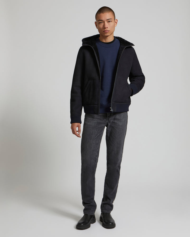 Shearling Hoodie - navy - Yves Salomon